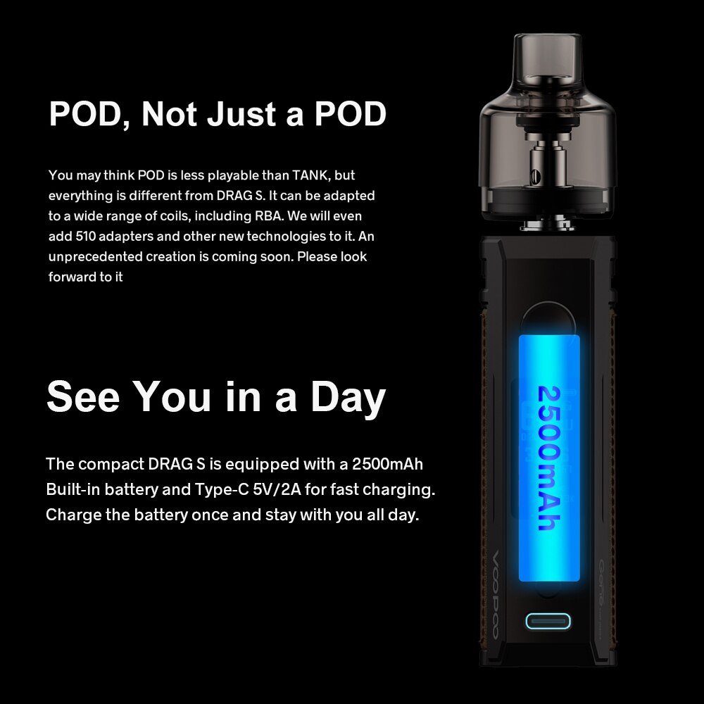 VOOPOO-Cigarette-lectronique-Drag-S-Pod-Mod-60W-avec-batterie-int-gr-e-2500mAh-PnP-Pod-4