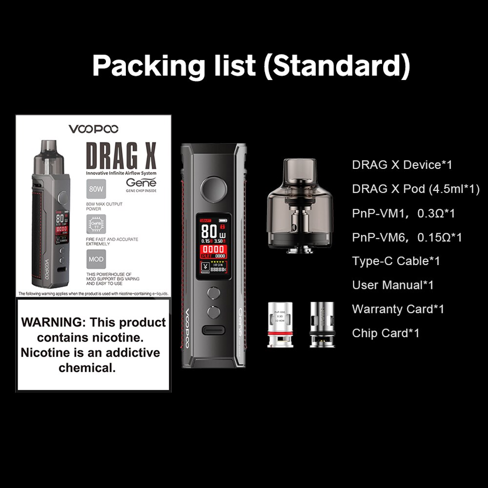 VOOPOO-DRAG-X-18650-Pod-original-80W-de-4-5-ml-de-capacit-cigarette-lectronique-avec-5